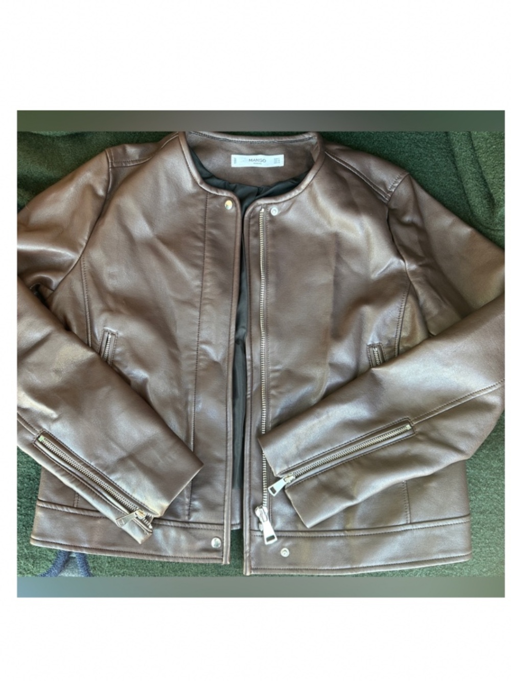 Mango leather jacket Large